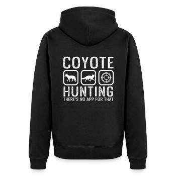 Kojotenjagd Kojote Geschenk - Unisex Premium Bio Zip Hoodie - Schwarz - Hinten - Nico (187cm)