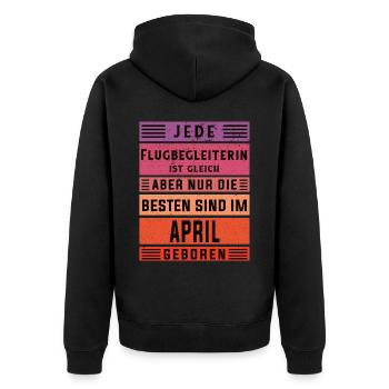 Piloten Geburtstag April geboren Flugbegleiterin - Unisex Premium Bio Zip Hoodie - Schwarz - Hinten - Nico (187cm)