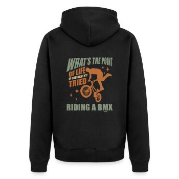 BMX BMX Rider BMX Track - Unisex Premium Organic Zip Hoodie - black - Back - Nico (187cm)