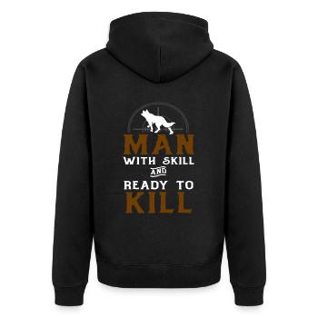 Kojotenjagd Kojote Geschenk - Unisex Premium Bio Zip Hoodie - Schwarz - Hinten - Nico (187cm)