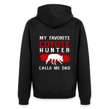 Kojotenjagd Kojote Geschenk - Unisex Premium Bio Zip Hoodie - Schwarz - Hinten - Nico (187cm)