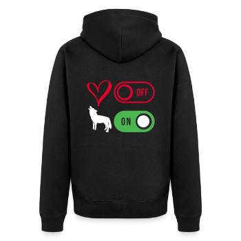 Kojotenjagd Kojote Geschenk - Unisex Premium Bio Zip Hoodie - Schwarz - Hinten - Nico (187cm)