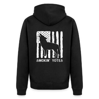 Kojote Kojotenjagd Geschenk - Unisex Premium Bio Zip Hoodie - Schwarz - Hinten - Nico (187cm)