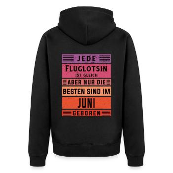 Flugzeug-Lotse Geburtstag Juni geboren Fluglotsin - Unisex Premium Bio Zip Hoodie - Schwarz - Hinten - Nico (187cm)