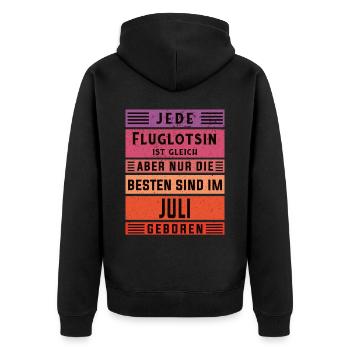 Flugzeug-Lotse Geburtstag Juli geboren Fluglotsin - Unisex Premium Bio Zip Hoodie - Schwarz - Hinten - Nico (187cm)