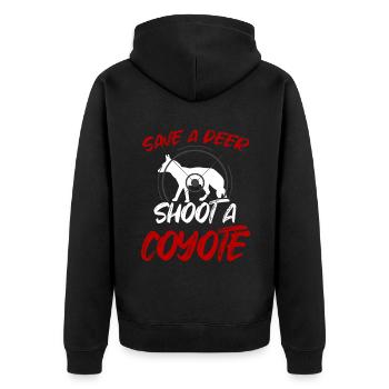 Kojote Kojotenjagd Geschenk - Unisex Premium Bio Zip Hoodie - Schwarz - Hinten - Nico (187cm)