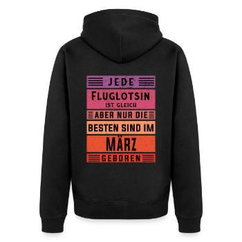 Flugzeug-Lotse Geburtstag März geboren Fluglotsin - Unisex Premium Bio Zip Hoodie - Schwarz - Hinten - Nico (187cm)