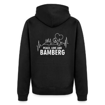 Bamberg funny saying joke Bamberger - Unisex Premium Organic Zip Hoodie - black - Back - Nico (187cm)