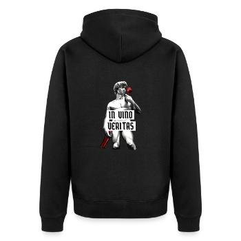 Wein Weinliebhaber In Vino Veritas Wein - Unisex Premium Bio Zip Hoodie - Schwarz - Hinten - Nico (187cm)