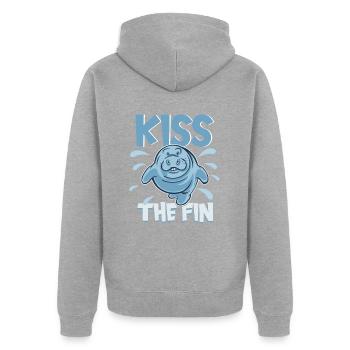 Embrassez le lamantin à nageoires lamantin potelé - Veste à capuche bio Premium Unisexe - gris chiné - Dos - Nico (187cm)