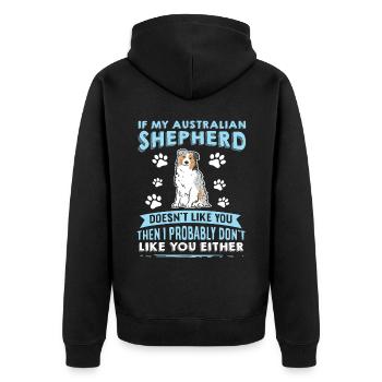 Hunde Australischer Schäfer Hundeliebhaber - Unisex Premium Bio Zip Hoodie - Schwarz - Hinten - Nico (187cm)