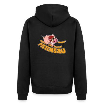 Skifahrer Pistensau Ski - Unisex Premium Bio Zip Hoodie - Schwarz - Hinten - Nico (187cm)