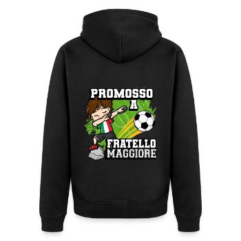 Befördert Zu Big Brother Fußballspieler - Unisex Premium Bio Zip Hoodie - Schwarz - Hinten - Nico (187cm)