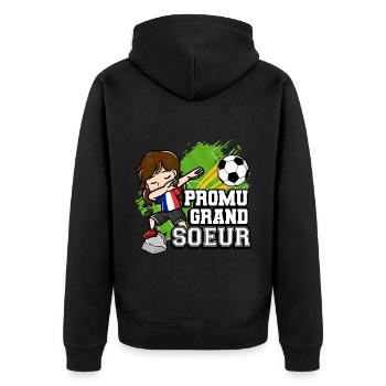 Promu Grand Soeur Lustiger Fußballspieler - Unisex Premium Bio Zip Hoodie - Schwarz - Hinten - Nico (187cm)
