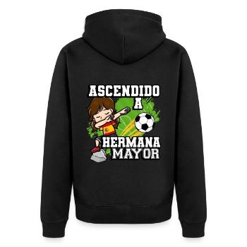 Ascendido A Hermano Mayor Footballer - Unisex Premium Organic Zip Hoodie - black - Back - Nico (187cm)