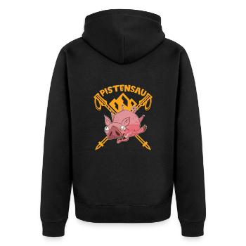 Skifahrer Pistensau Ski - Unisex Premium Bio Zip Hoodie - Schwarz - Hinten - Nico (187cm)