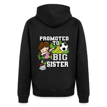 Promoted To Big Sister Soccer Player American Flag - Unisex Premium Bio Zip Hoodie - Schwarz - Hinten - Nico (187cm)