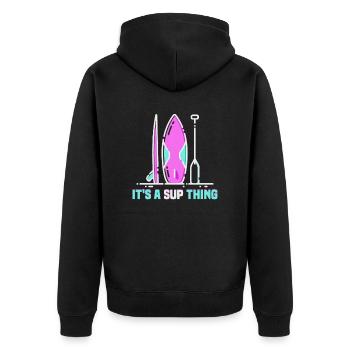 Sup Stand Up Paddle Design Sup Board Paddeln - Unisex Premium Bio Zip Hoodie - Schwarz - Hinten - Nico (187cm)