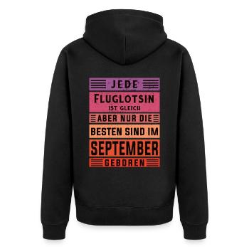 Flugzeug-Lotse Geburtstag September geboren - Unisex Premium Bio Zip Hoodie - Schwarz - Hinten - Nico (187cm)