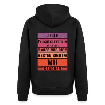 Piloten Geburtstag Mai geboren Flugbegleiterin - Unisex Premium Bio Zip Hoodie - Schwarz - Hinten - Nico (187cm)