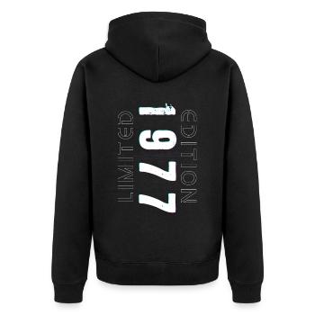 Limited Edition Year of Birth 1977 Gift Men - Unisex Premium Organic Zip Hoodie - black - Back - Nico (187cm)