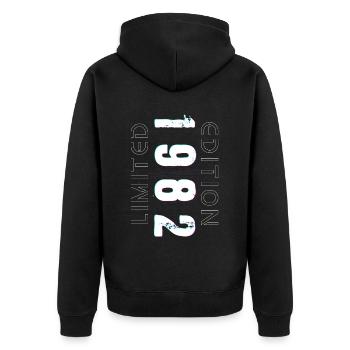 Limited Edition Year of Birth 1982 Gift Men - Unisex Premium Organic Zip Hoodie - black - Back - Nico (187cm)