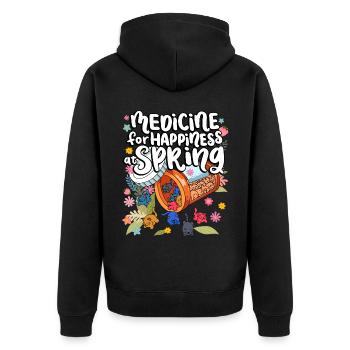 Medicine to Happiness at Spring Cat Gummies - Unisex Premium Organic Zip Hoodie - black - Back - Nico (187cm)