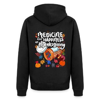 Médecine pour le bonheur à Thanksgiving - Veste à capuche bio Premium Unisexe - noir - Dos - Nico (187cm)