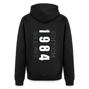 Limited Edition Year of Birth 1984 Gift Men - Unisex Premium Organic Zip Hoodie - black - Back - Nico (187cm)