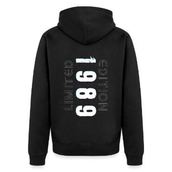 Limited Edition Geburtsjahr 1989 Geschenk Männer - Unisex Premium Bio Zip Hoodie - Schwarz - Hinten - Nico (187cm)
