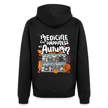 Medizin Für Das Glück Im Herbst Wochentage Tage - Unisex Premium Bio Zip Hoodie - Schwarz - Hinten - Nico (187cm)