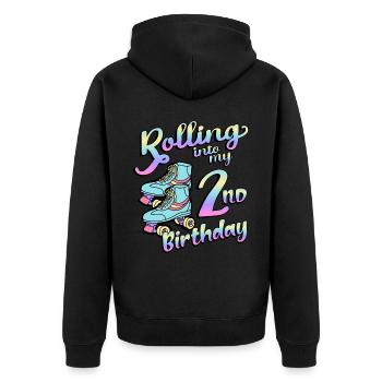 Rolling Into My 2nd Birthday Quad Skater - Unisex Premium Bio Zip Hoodie - Schwarz - Hinten - Nico (187cm)