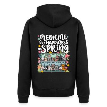 Medicine for happiness in the spring days for - Unisex Premium Organic Zip Hoodie - black - Back - Nico (187cm)