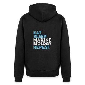 Meeresbiologie - Unisex Premium Bio Zip Hoodie - Schwarz - Hinten - Nico (187cm)