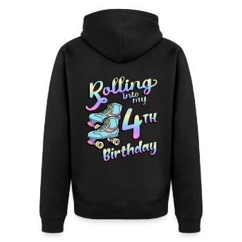 Rolling Into My 4th Birthday Quad Skater - Unisex Premium Bio Zip Hoodie - Schwarz - Hinten - Nico (187cm)