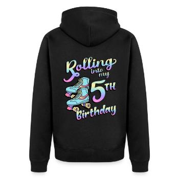 Rolling Into My 5th Birthday Quad Skater - Unisex Premium Bio Zip Hoodie - Schwarz - Hinten - Nico (187cm)