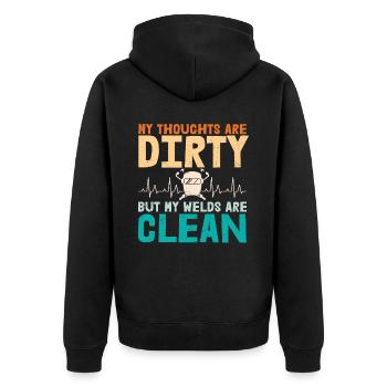 My Thoughts Are Dirty But My Welds Are Clean - Unisex Premium Organic Zip Hoodie - black - Back - Nico (187cm)