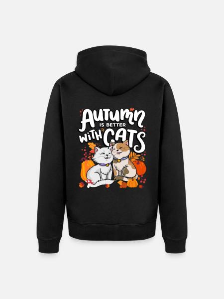 Herbst Ist Besser Mit Katzen Herbstsaison - Premium økologisk unisex-hættejakke - sort