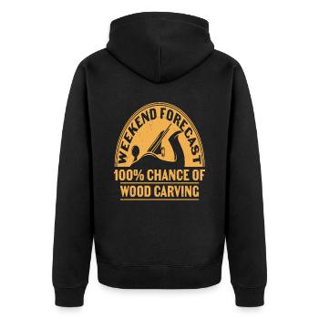 Wöchentliche Prognose 100% Chance auf Holzschnitzerei - Unisex Premium Bio Zip Hoodie - Schwarz - Hinten - Nico (187cm)