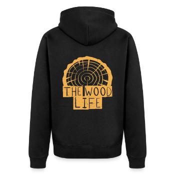 The Wood Life Wood Carver - Unisex Premium Organic Zip Hoodie - black - Back - Nico (187cm)