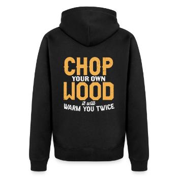 Coupez votre propre bois Il vous réchauffera deux fois le bois - Veste à capuche bio Premium Unisexe - noir - Dos - Nico (187cm)