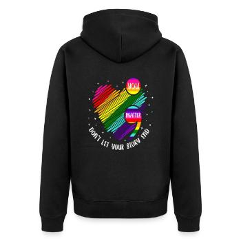 You Matter Don't Let Your Story End - Unisex Premium Organic Zip Hoodie - black - Back - Nico (187cm)