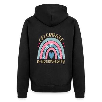 Célébrez la neurodiversité Citations de neurodiversité - Veste à capuche bio Premium Unisexe - noir - Dos - Nico (187cm)