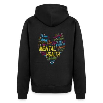 Chaleur mentale Je suis aimé Je suis précieux - Veste à capuche bio Premium Unisexe - noir - Dos - Nico (187cm)
