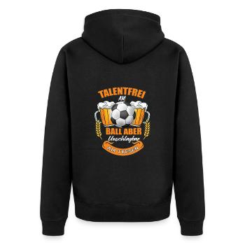 Bier Fußball - Unisex Premium Bio Zip Hoodie - Schwarz - Hinten - Nico (187cm)