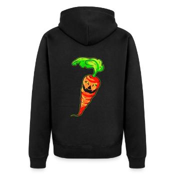 Evil Carrot With Jack O Lantern Face Costume - Unisex Premium Bio Zip Hoodie - Schwarz - Hinten - Nico (187cm)