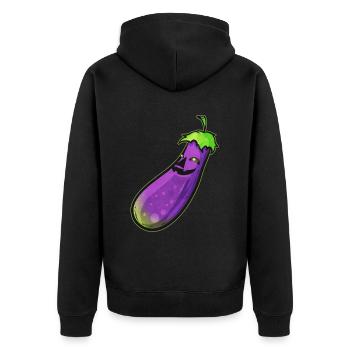 Eggplant Aubergine Jack O Lantern Face Costume - Unisex Premium Bio Zip Hoodie - Schwarz - Hinten - Nico (187cm)