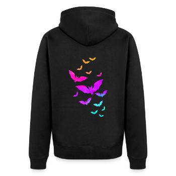 Colorful Bats Flying Costume Halloween - Unisex Premium Bio Zip Hoodie - Schwarz - Hinten - Nico (187cm)