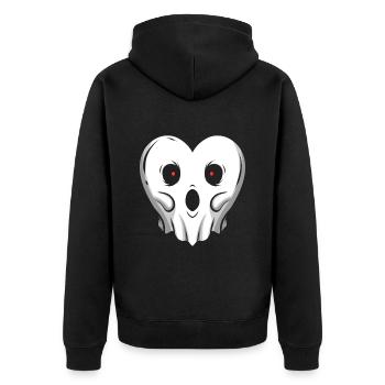 Fantôme en forme de cœur avec des yeux brillants à Halloween - Veste à capuche bio Premium Unisexe - noir - Dos - Nico (187cm)