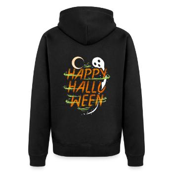 Halloween Costume Spirit Ghost Moon Wishes Happy - Unisex Premium Bio Zip Hoodie - Schwarz - Hinten - Nico (187cm)